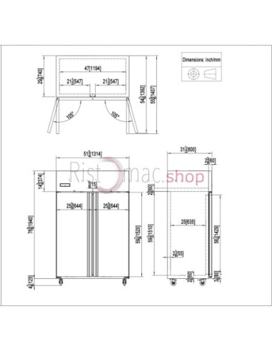 Armadio Refrigerato GN2/1 L. Standard 1314x800x2065 -22°C/-17°C