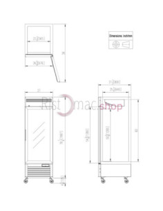 Armadio Refrigerato 700Lt c/porta in vetro 685x805x2112 -20°C/-17C° 2