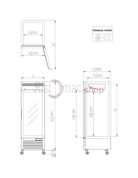 Armadio Refrigerato 700Lt c/porta in vetro 685x805x2112 -20°C/-17C°